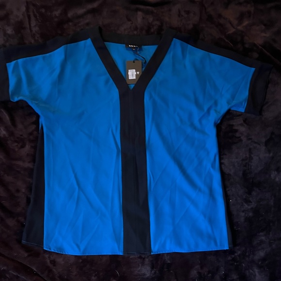 DKNY Color Block Blouse loose fit XL NWT - Picture 2 of 8